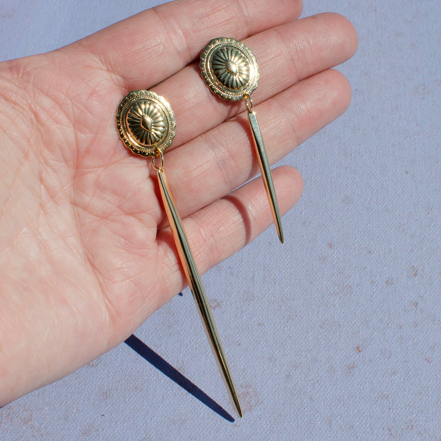 Golden Concho Spike Drop Earrings