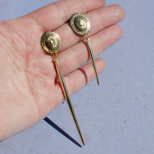 Golden Concho Spike Drop Earrings