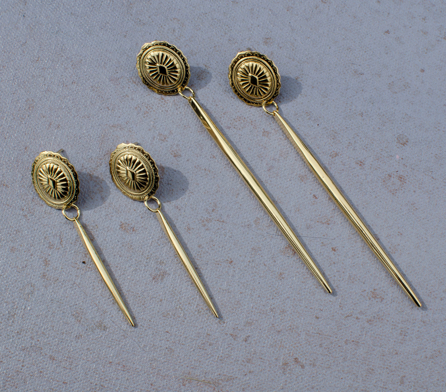 Golden Concho Spike Drop Earrings