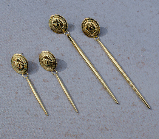 Golden Concho Spike Drop Earrings
