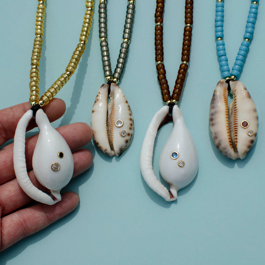 Shimmer Cowrie Shell Necklaces
