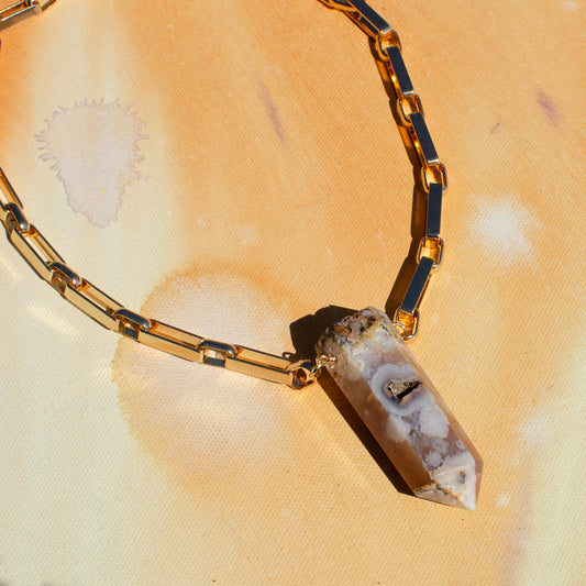 Druzy Agate Cyrstal Point Necklace