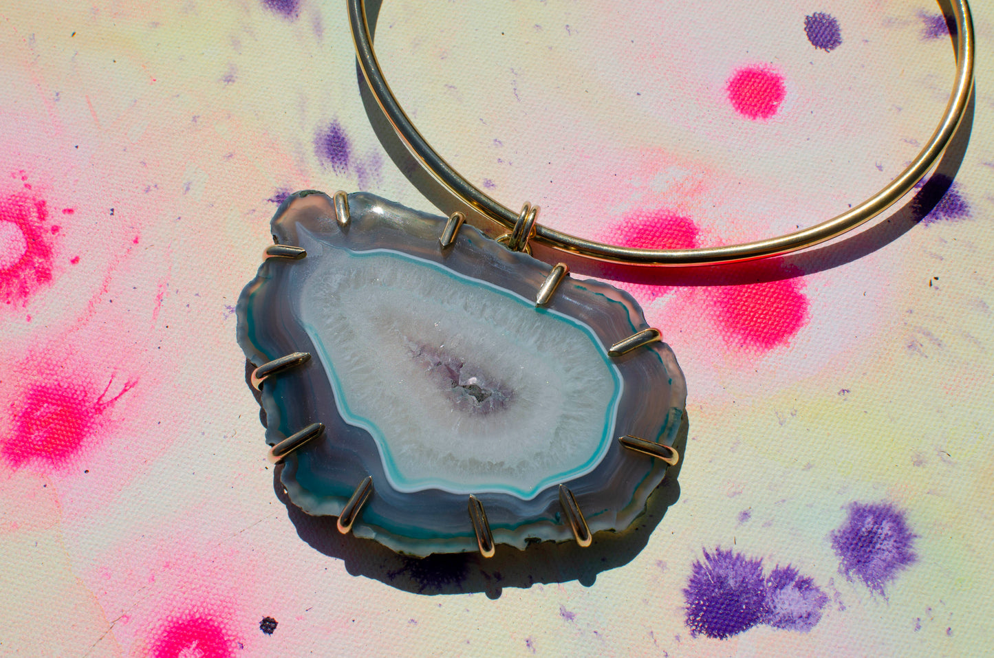 Blue Dreams Agate Claw Prong Statement Necklace