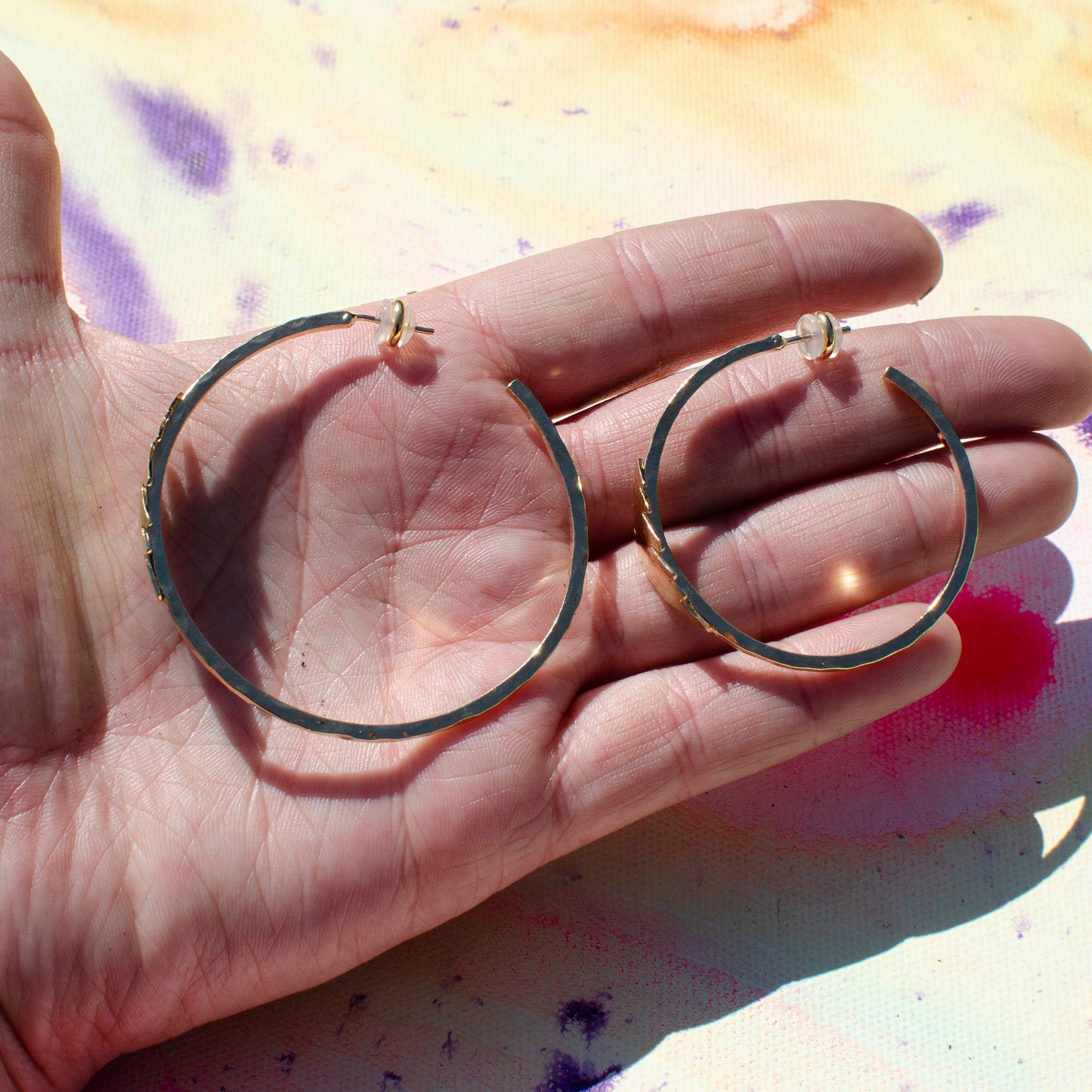 Hammered Golden Grateful Hoops