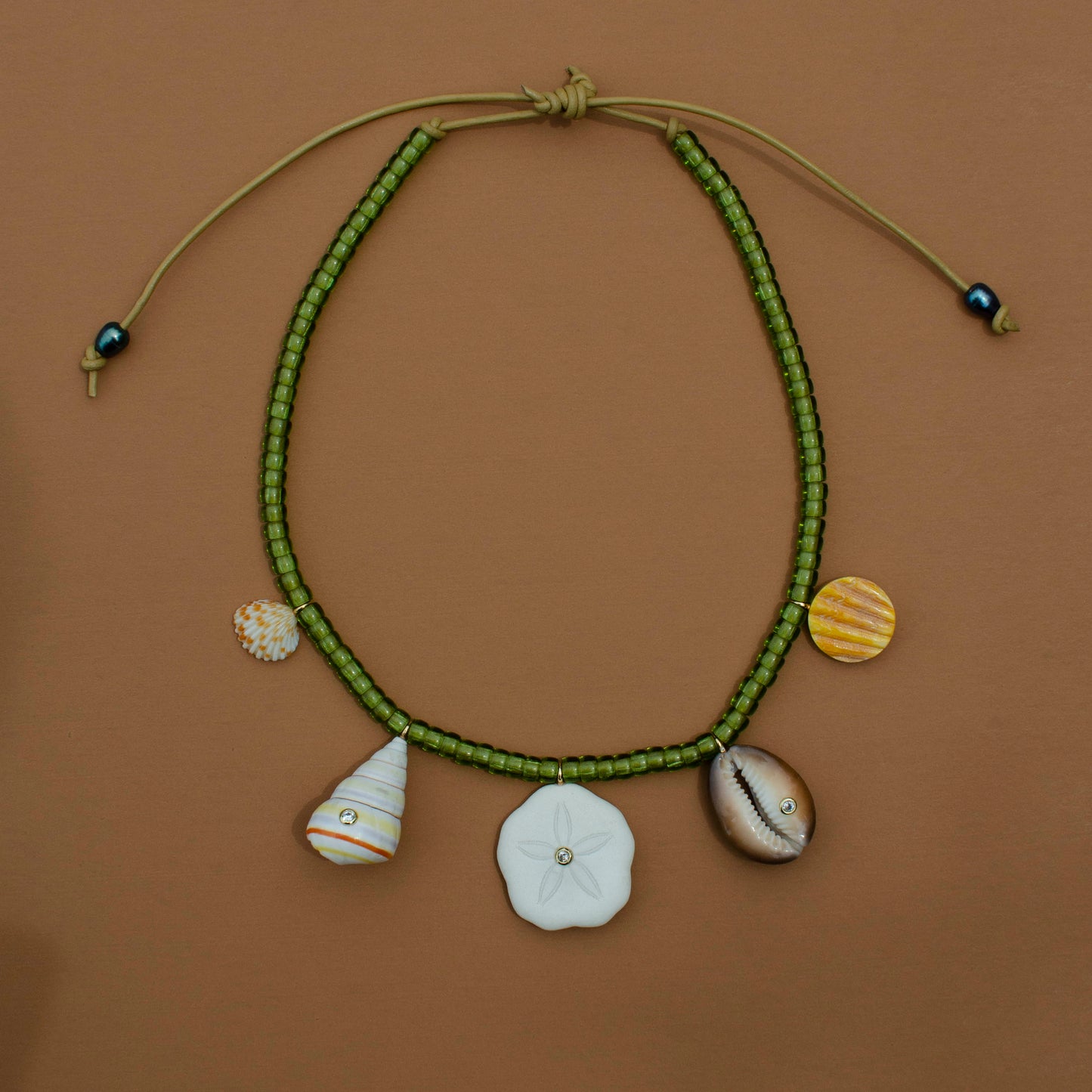 Lime Green Shell Charm Necklace