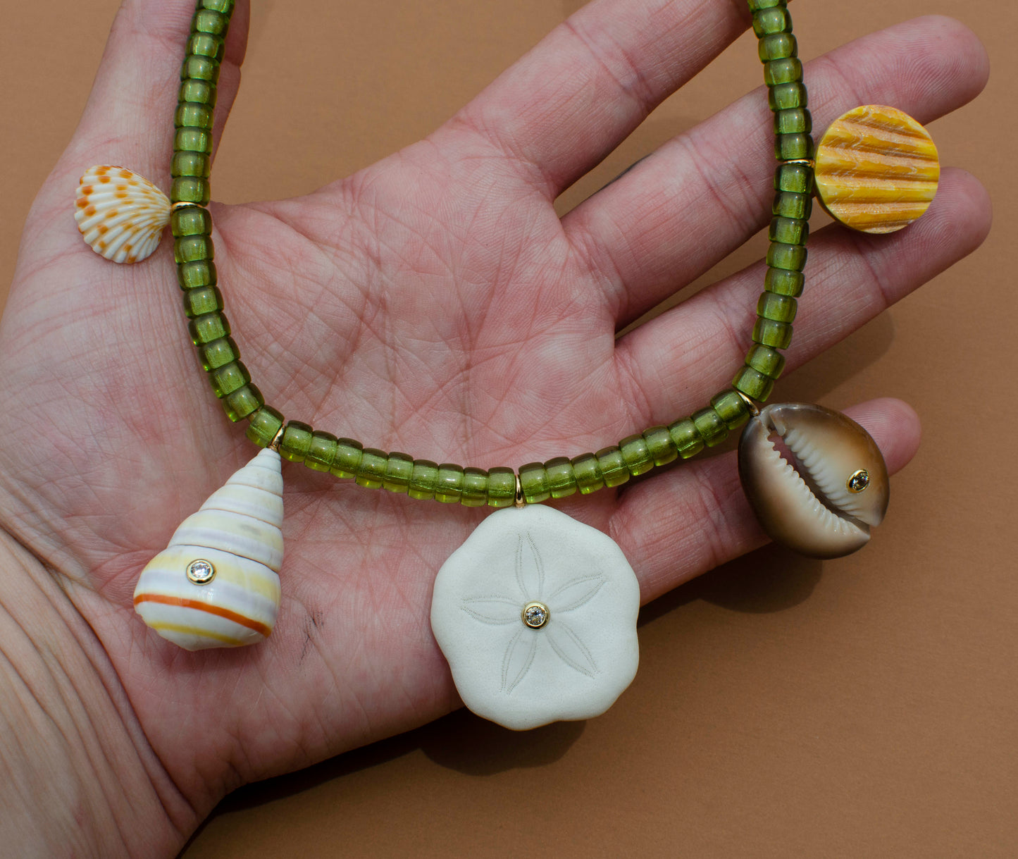 Lime Green Shell Charm Necklace