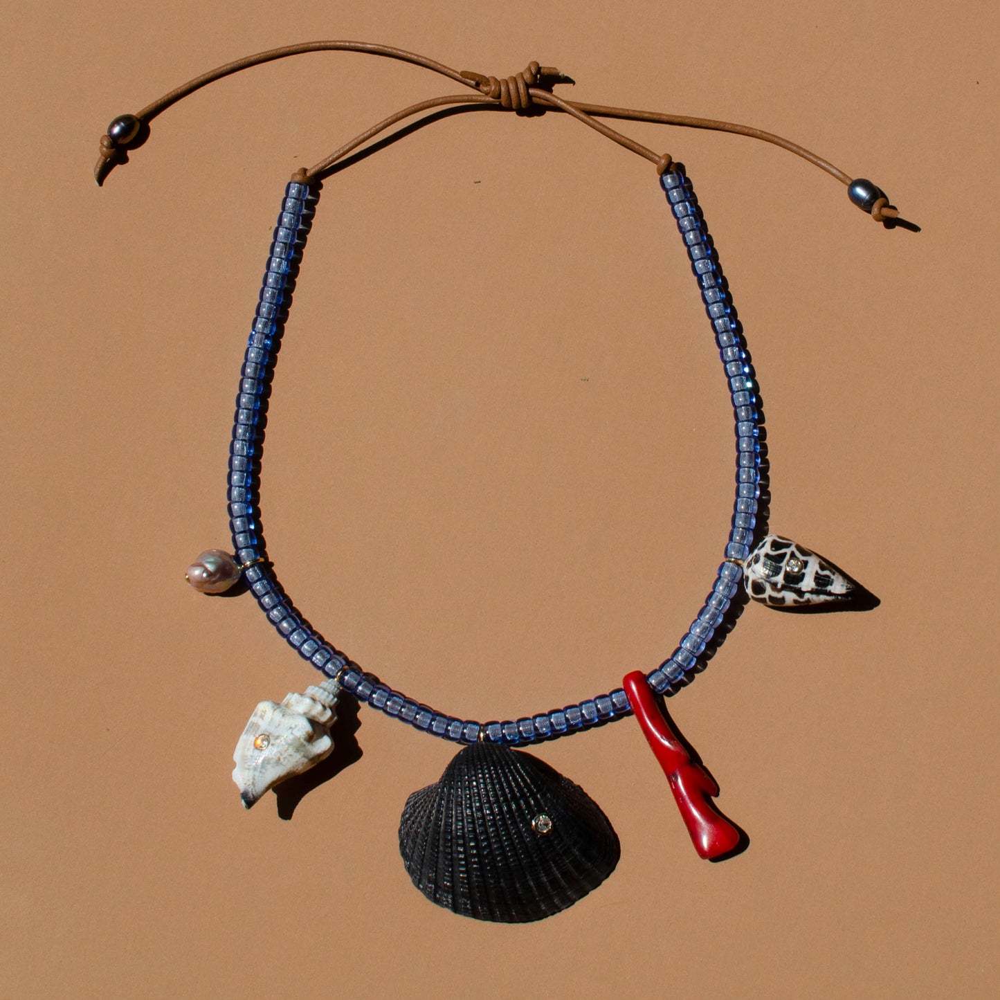 Black Dyed Multi Shell Necklace