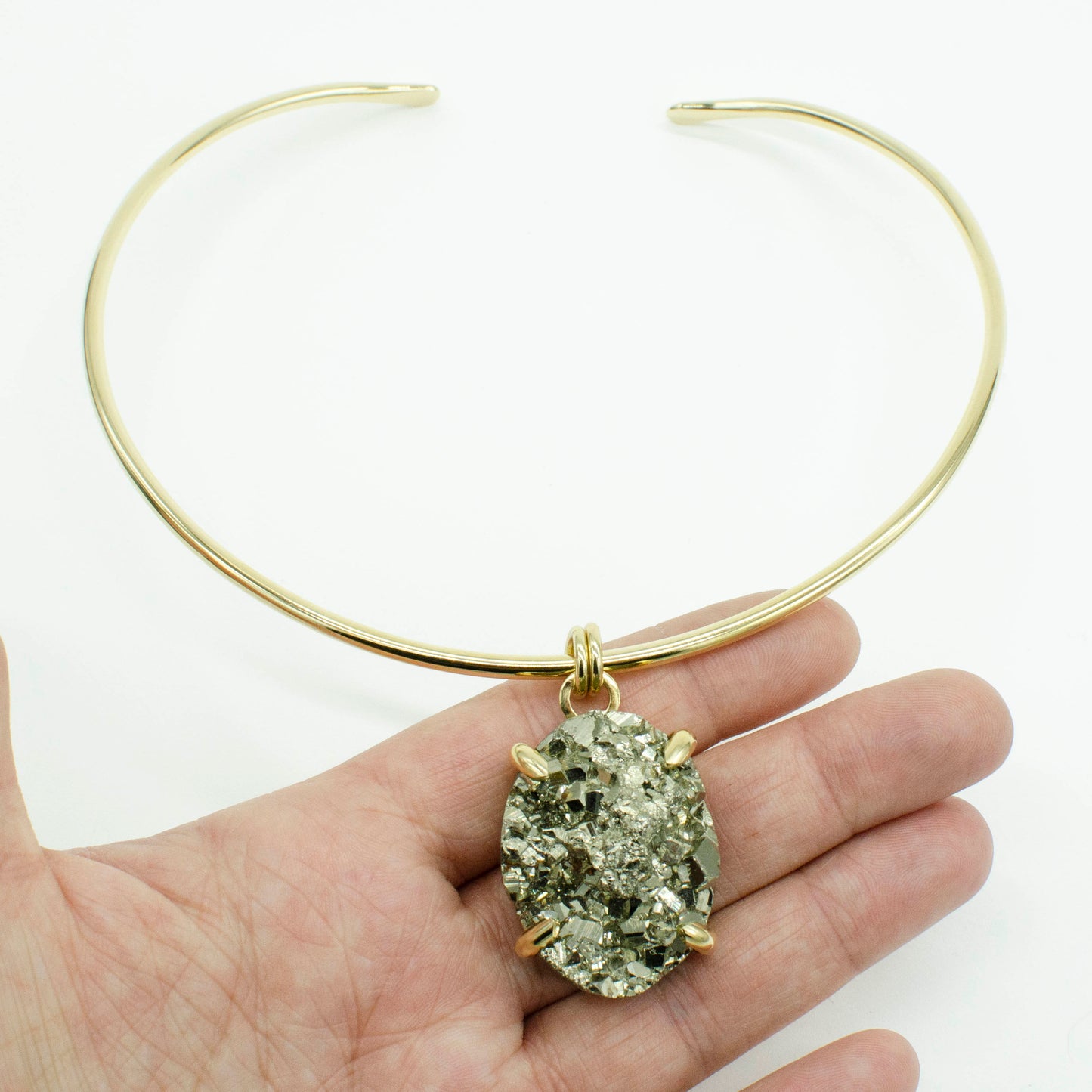 Pyrite Claw Prong Pendant and Collar