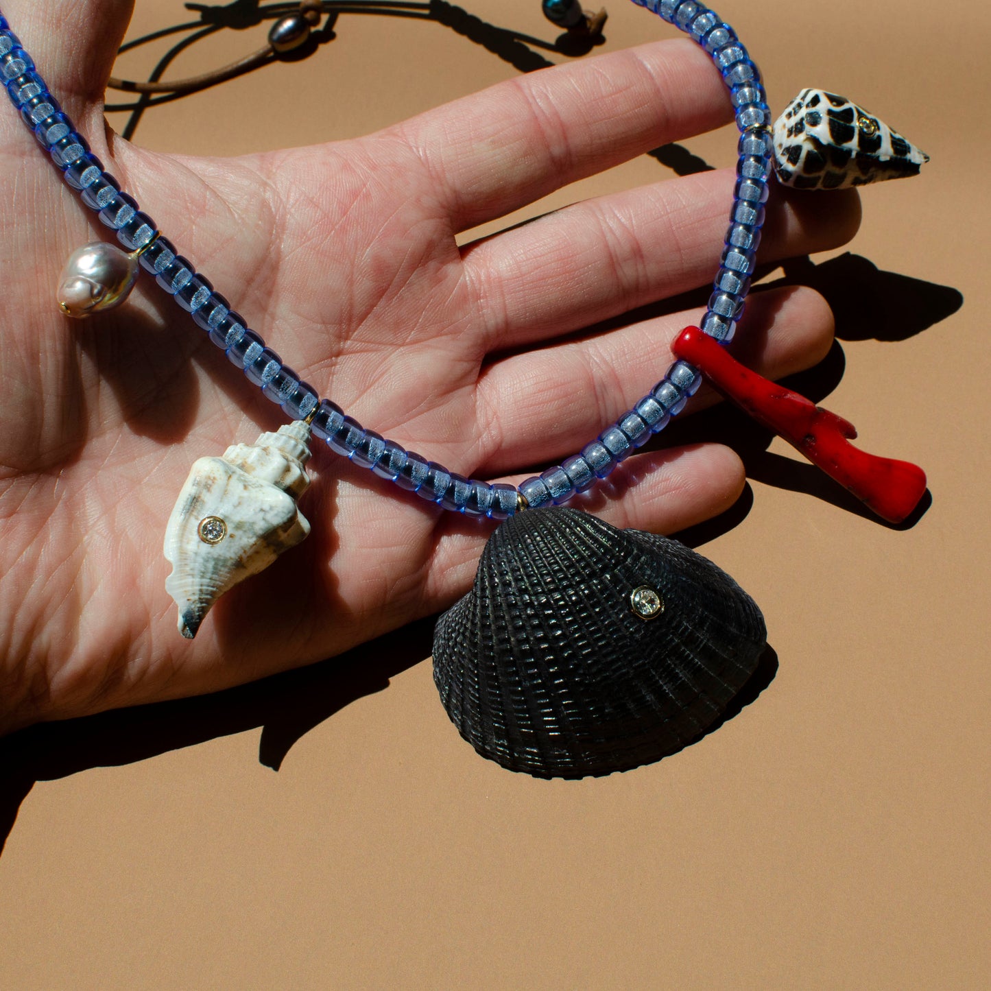 Black Dyed Multi Shell Necklace