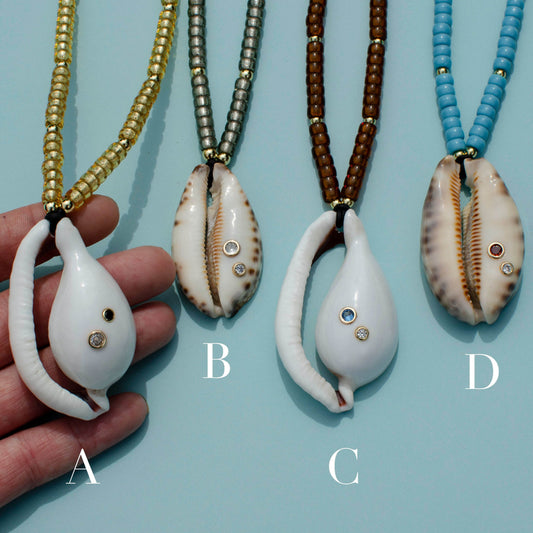 Shimmer Cowrie Shell Necklaces