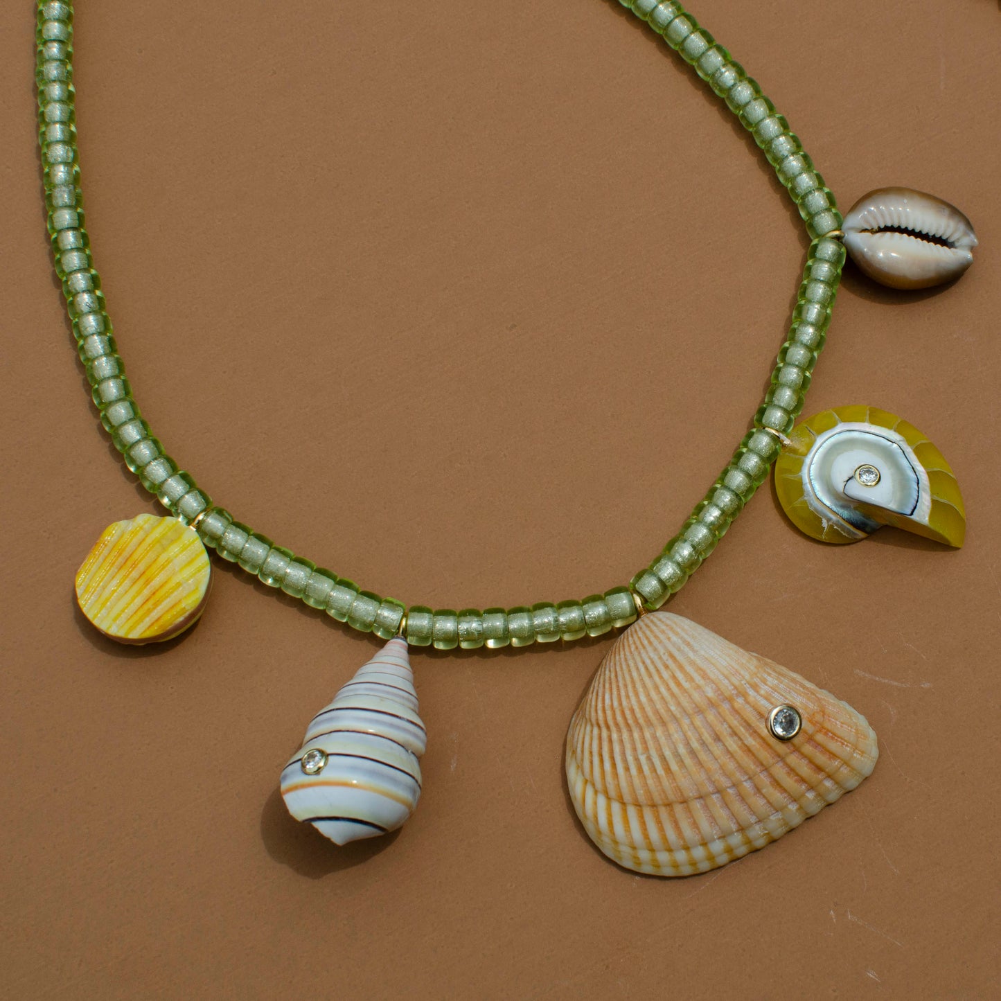 Mint Green Shell Charm Necklace