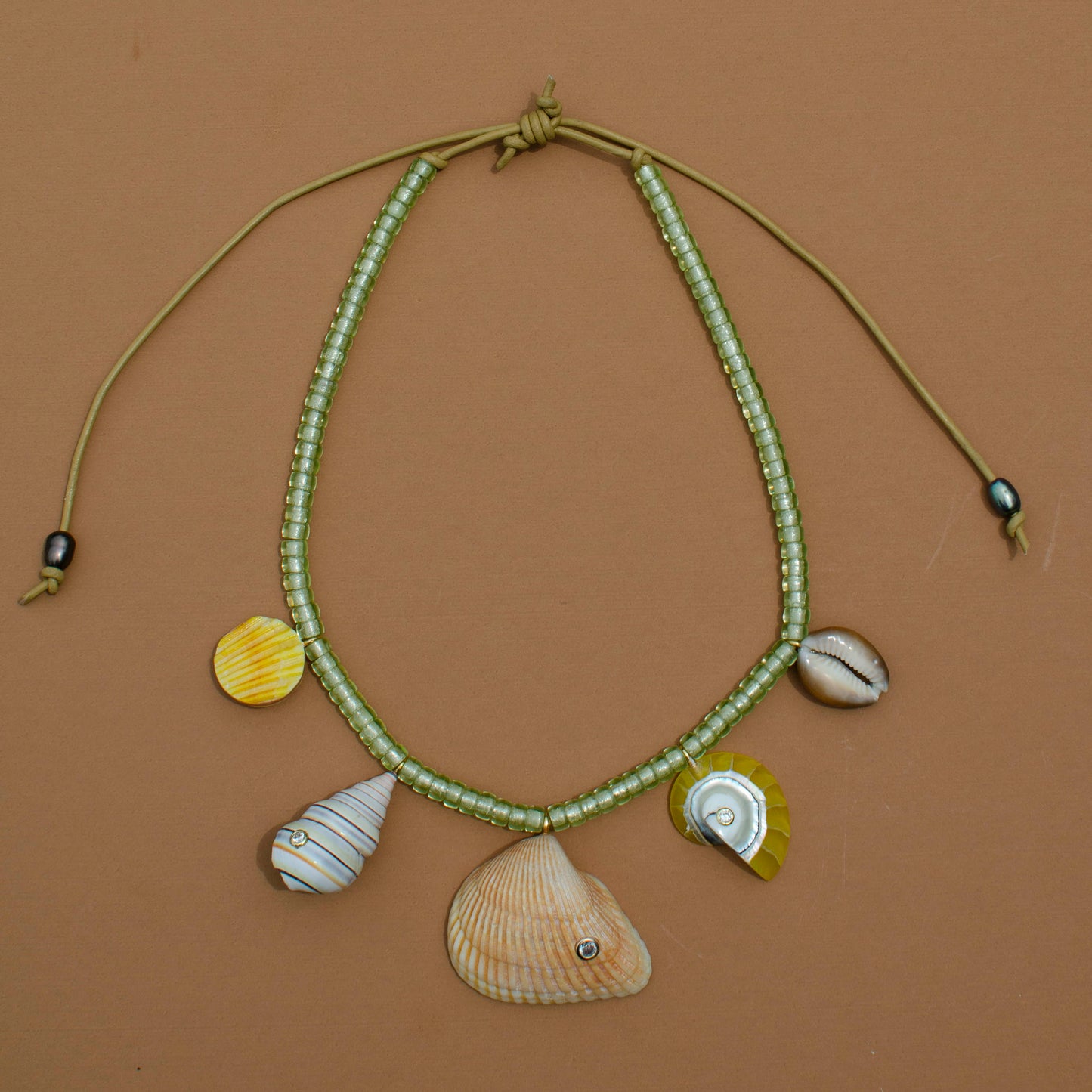 Mint Green Shell Charm Necklace
