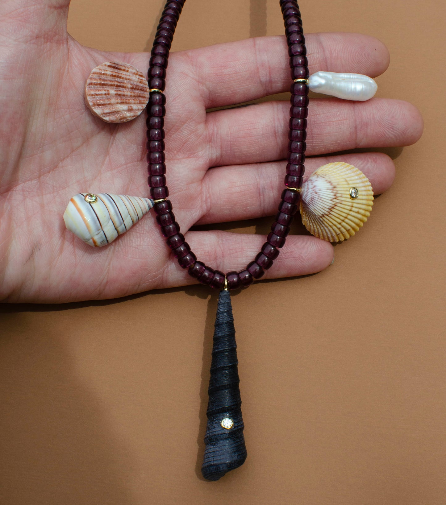 Maroon Shell Charm Necklace