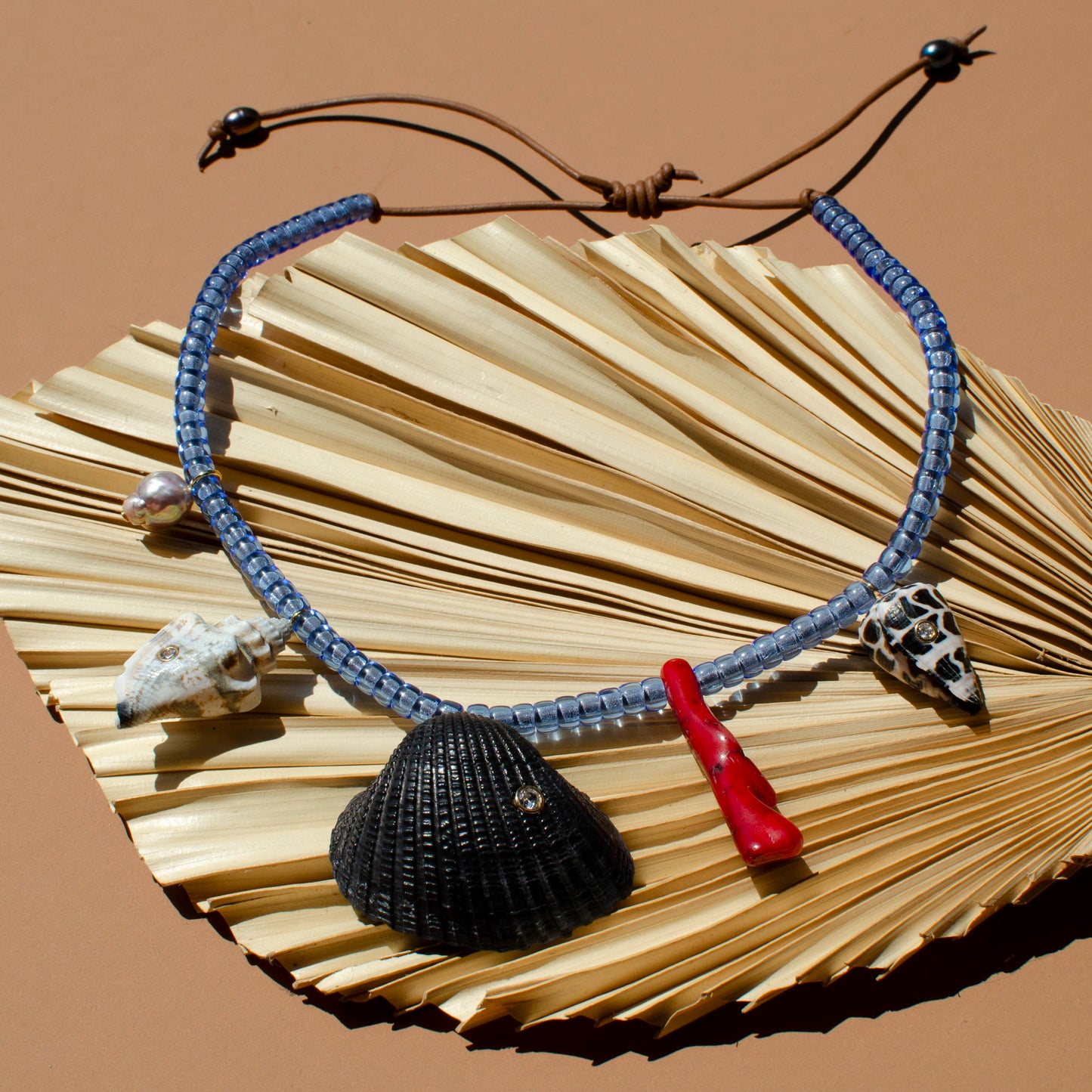 Black Dyed Multi Shell Necklace