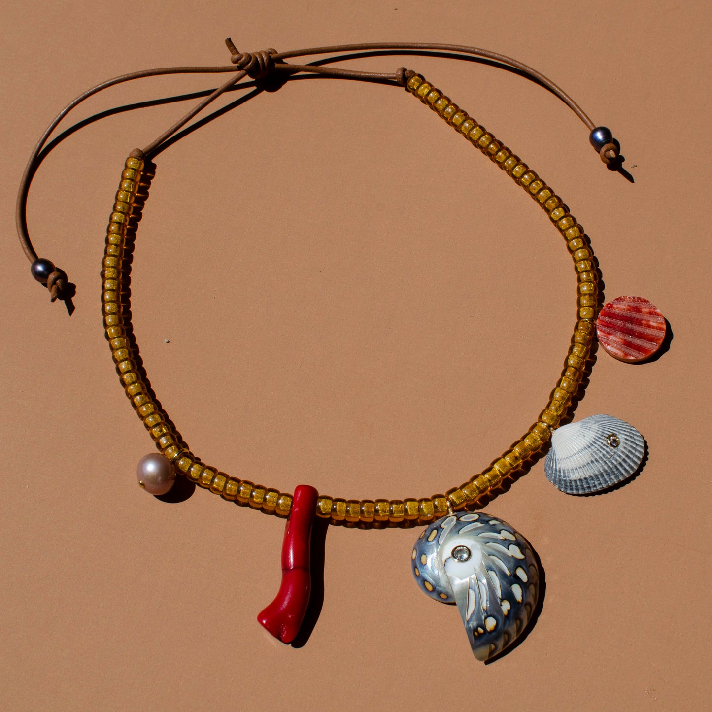 Blue Nautilus Multi Shell Statement Necklace