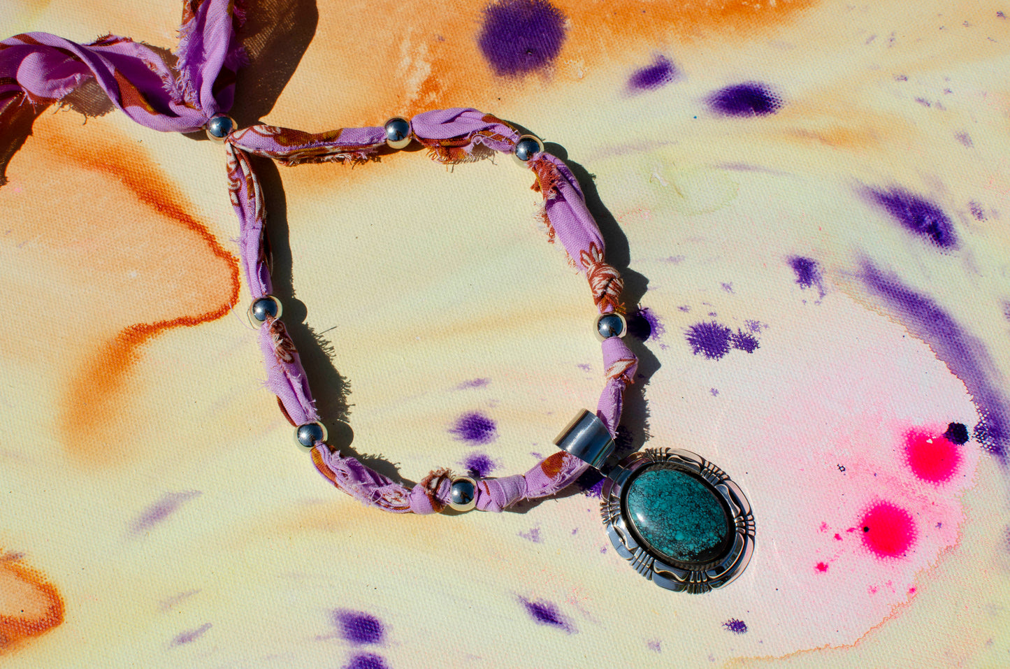 Vintage Navajo Pendant on Bandana