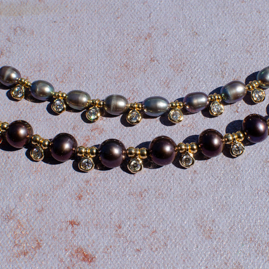 Beaded Pearl CZ Drop Stackers