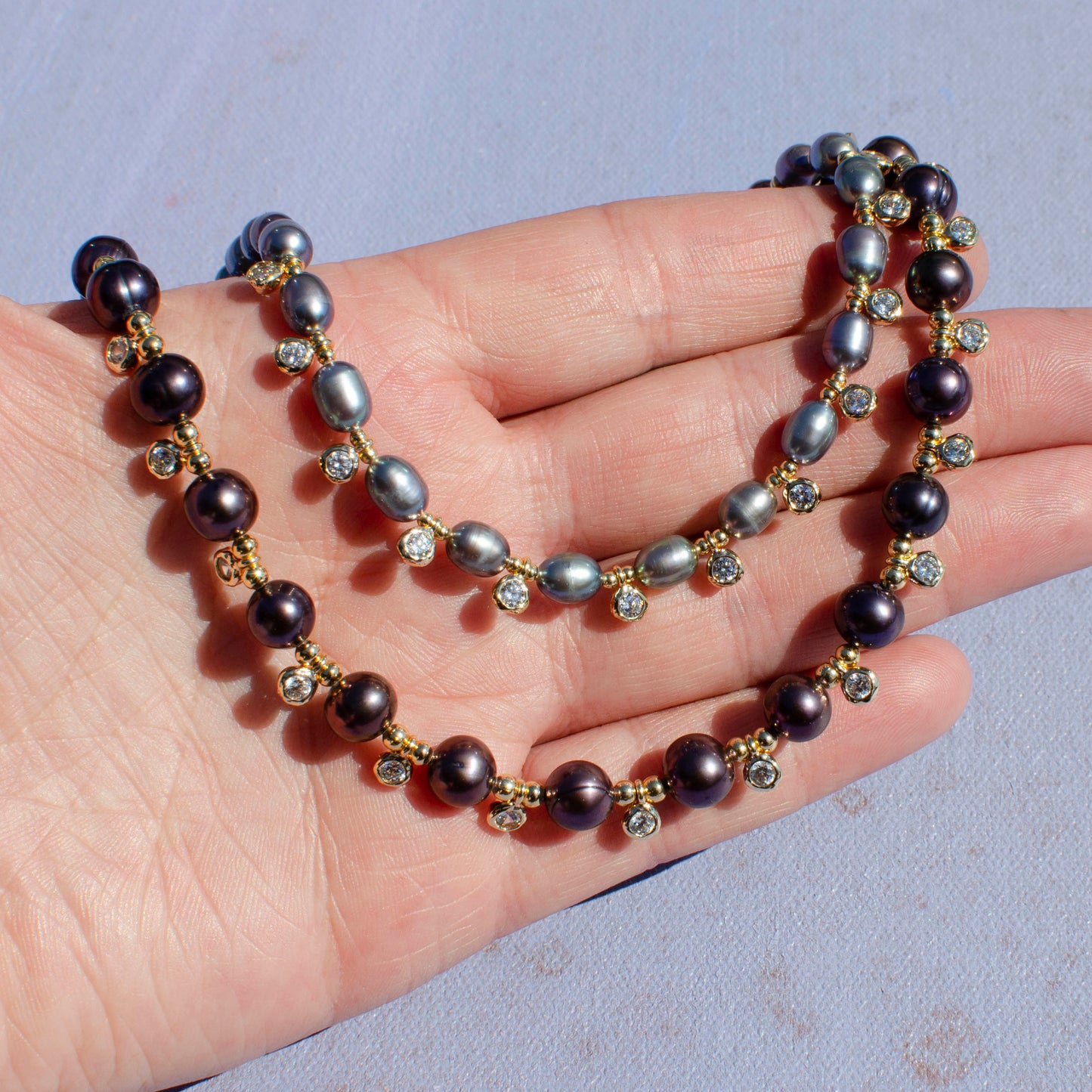 Beaded Pearl CZ Drop Stackers
