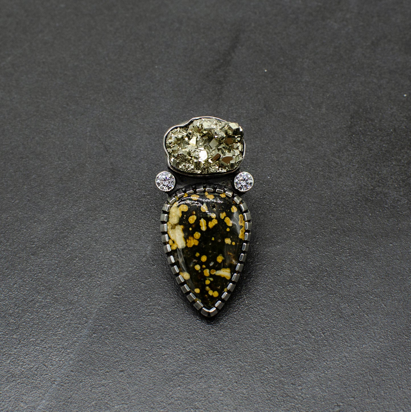 Ocean Jasper and Pyrite Statement Ring