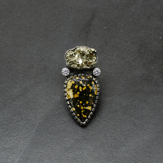 Ocean Jasper and Pyrite Statement Ring