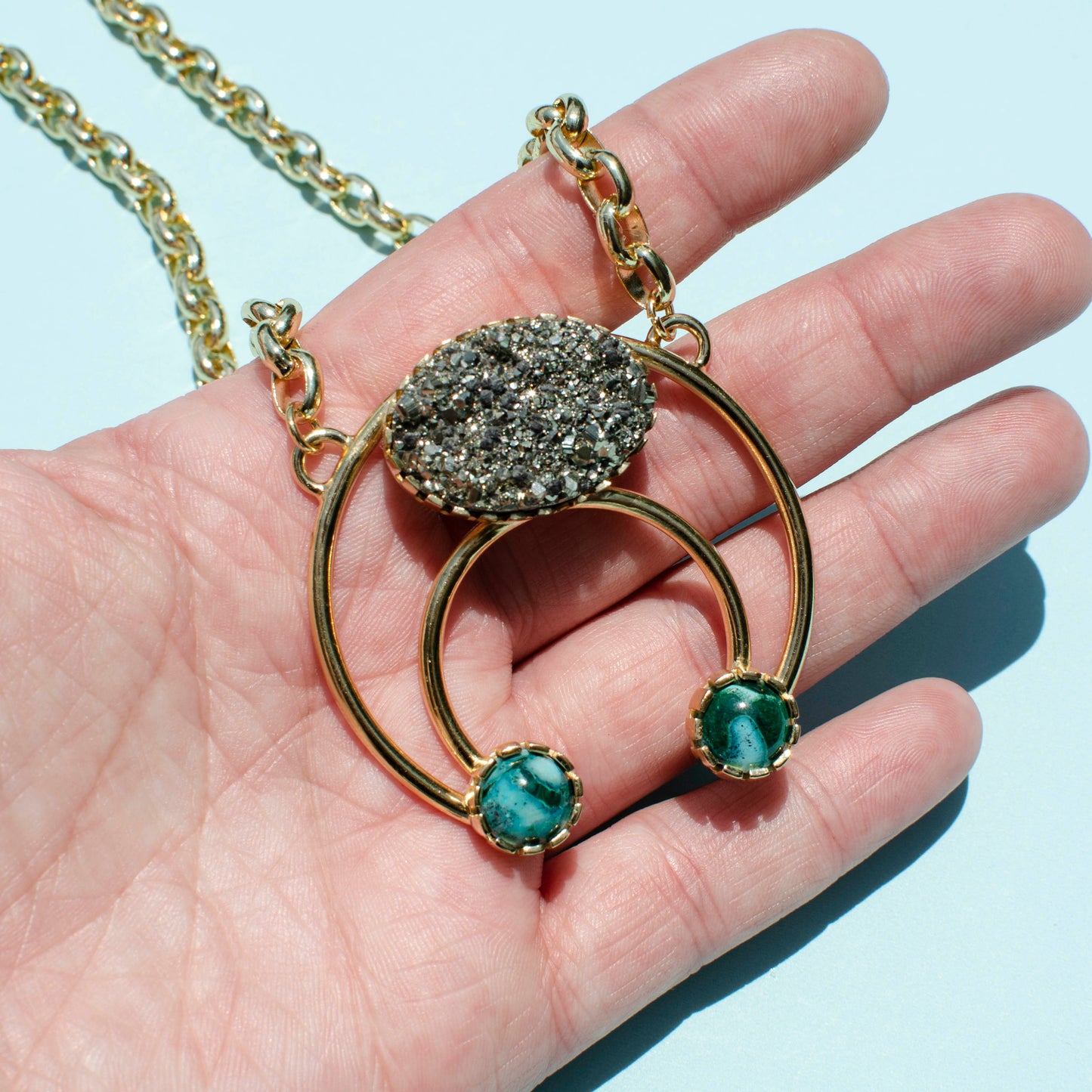 Mod West Pyrite & Chrysocolla Malachite Necklace