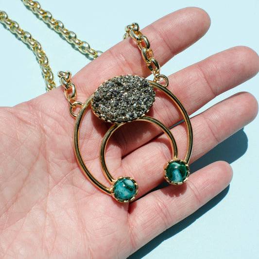 Mod West Pyrite & Chrysocolla Malachite Necklace