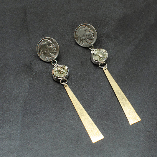 Pyrite Buffalo Drop Earrings