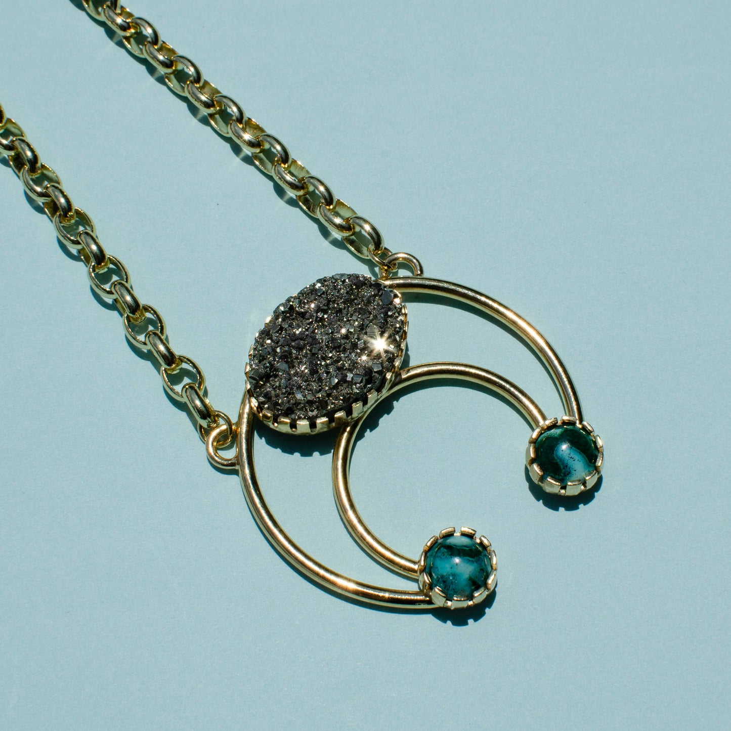 Mod West Pyrite & Chrysocolla Malachite Necklace