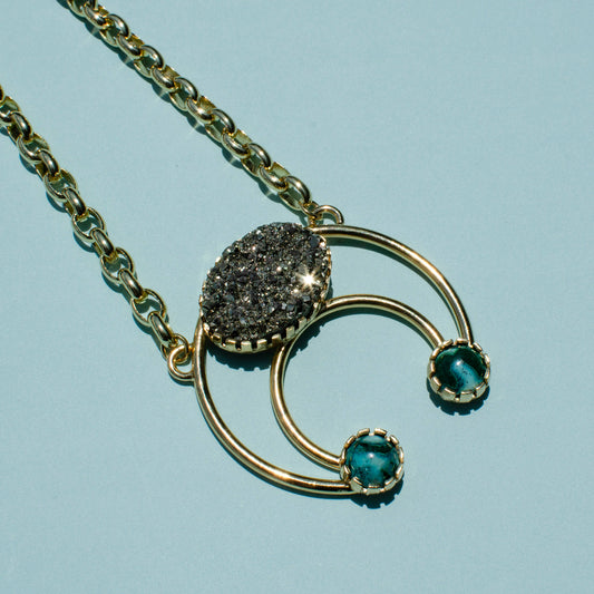 Mod West Pyrite & Chrysocolla Malachite Necklace