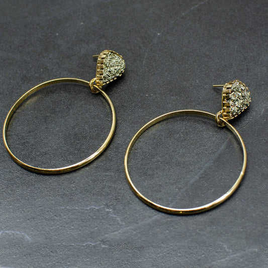 Pyrite Teardrop Hoops