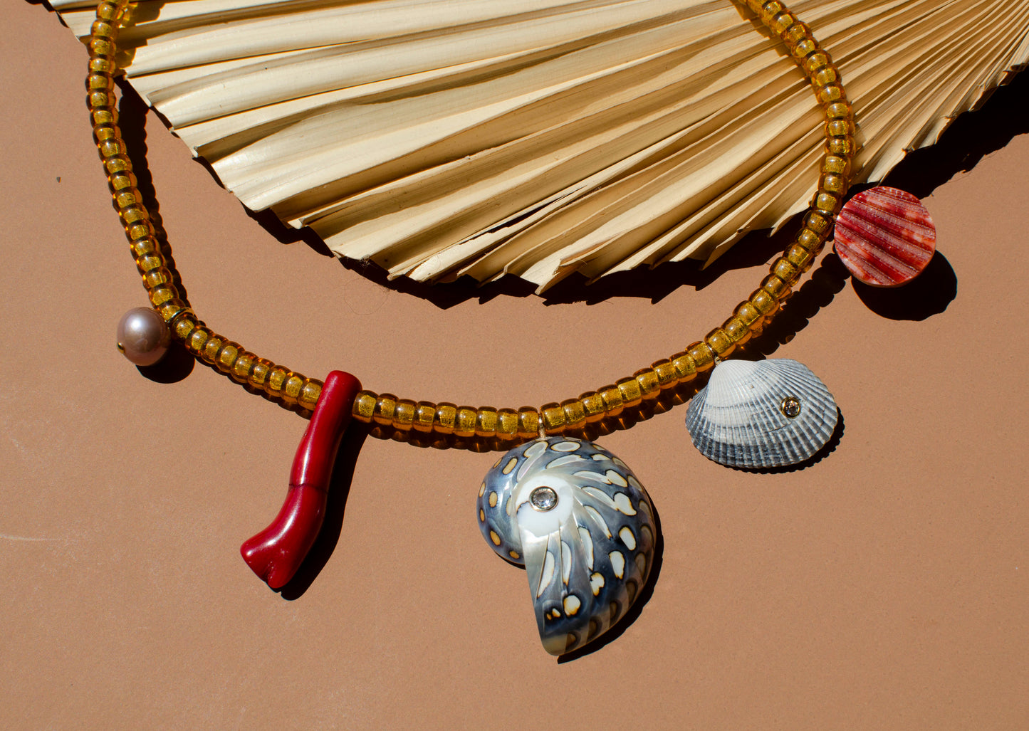 Blue Nautilus Multi Shell Statement Necklace