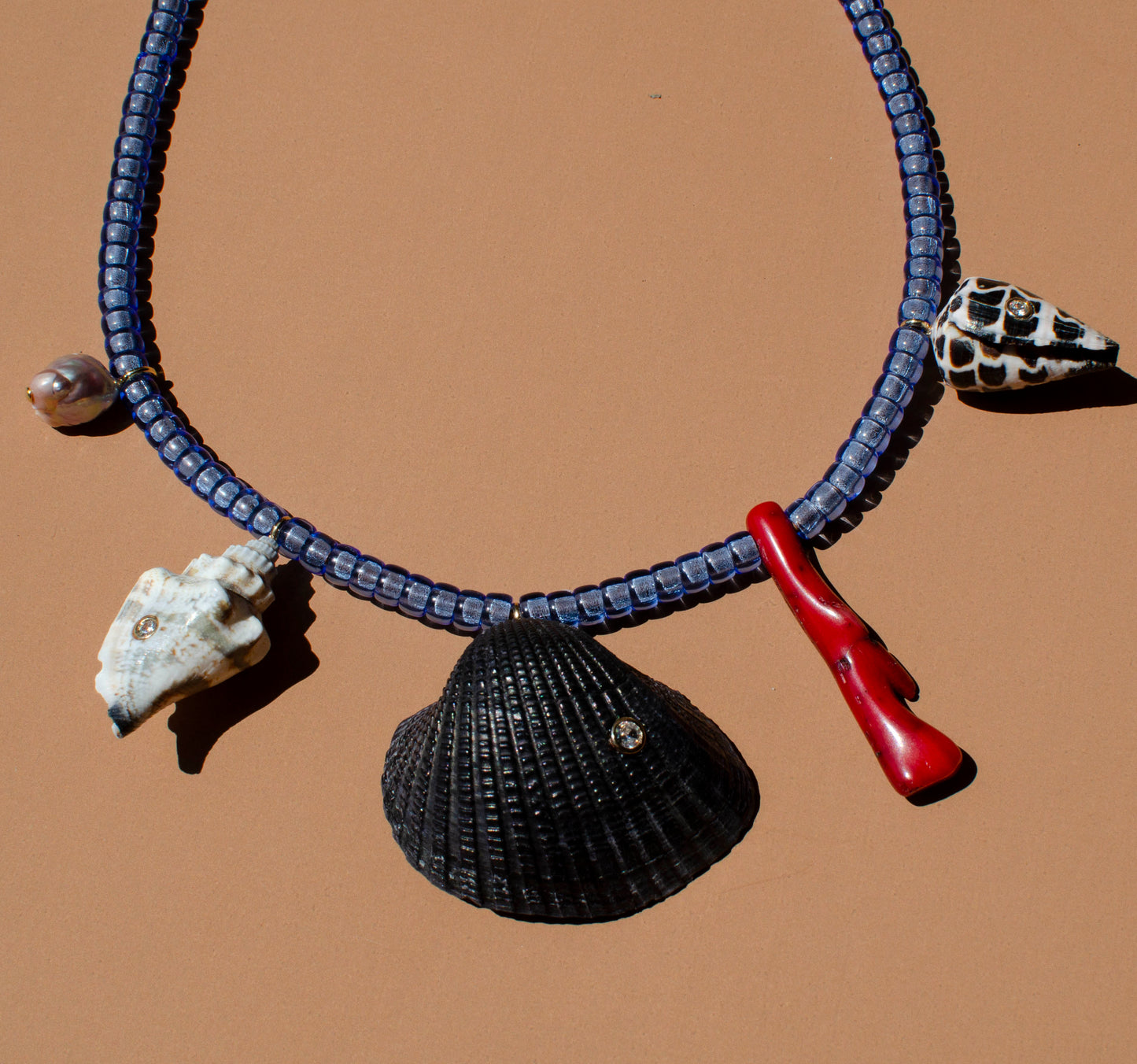Black Dyed Multi Shell Necklace