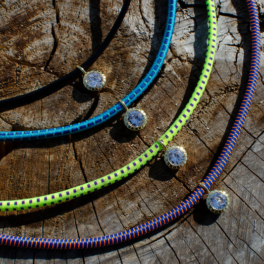 Solitaire CZ Bungee &amp; Leather Cord Chokers