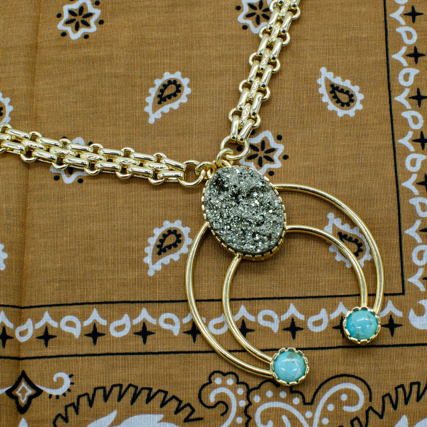 Pyrite Mod West Squash Blossom Pendant