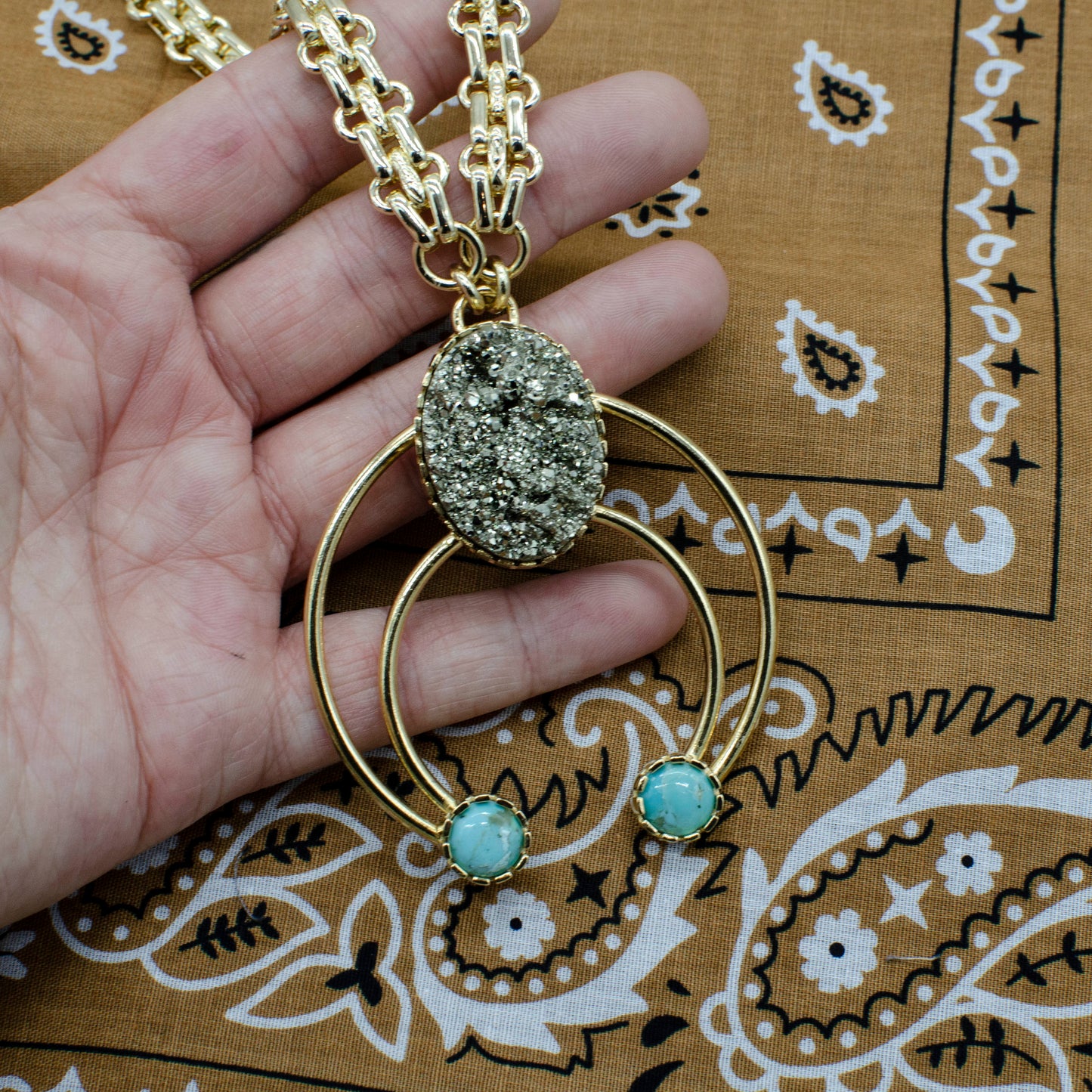 Pyrite Mod West Squash Blossom Pendant
