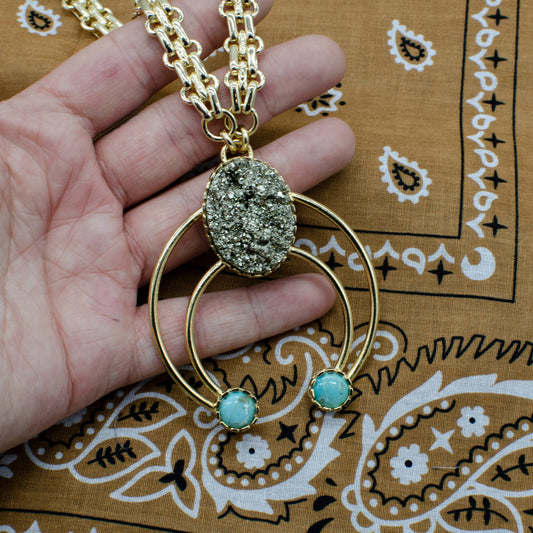 Pyrite Mod West Squash Blossom Pendant