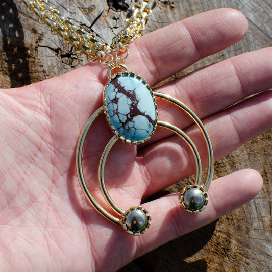 Small Cosmic Sparkle Squash with Turquoise and Pyrite