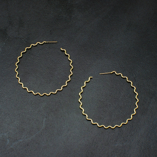 Gold Squiggle Hoops