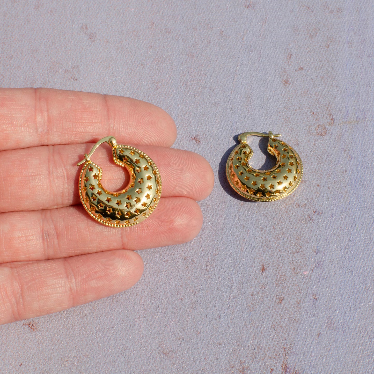 Domed Star Cutout Hoops