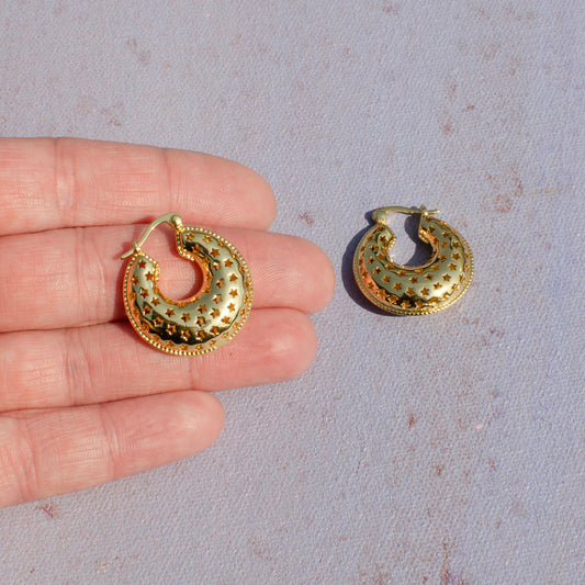 Domed Star Cutout Hoops