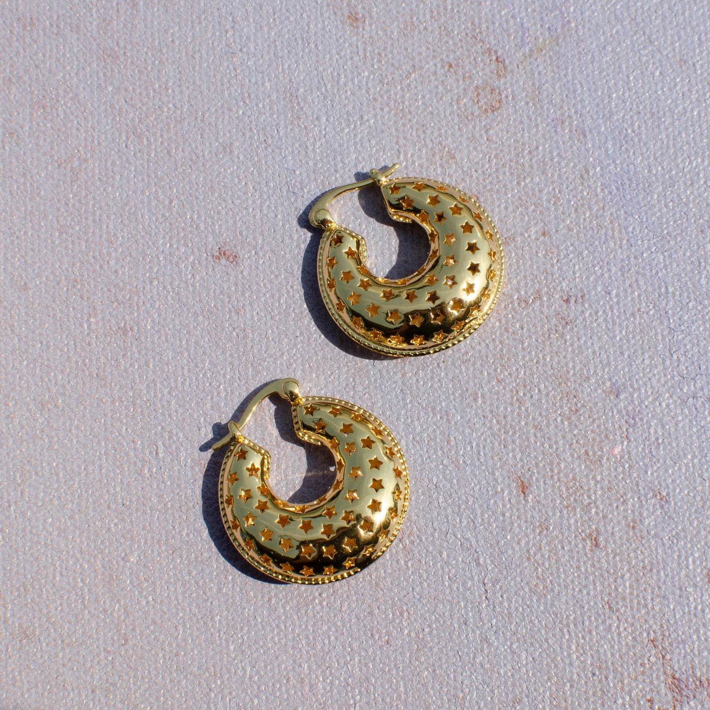 Domed Star Cutout Hoops