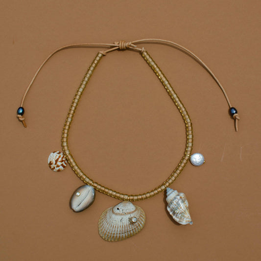 Tan Shell Charm Necklace