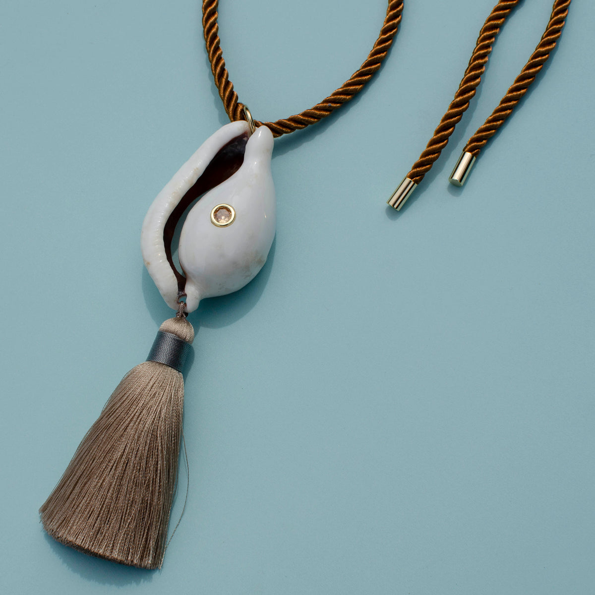 White Cowrie Tassel Shimmer Necklace