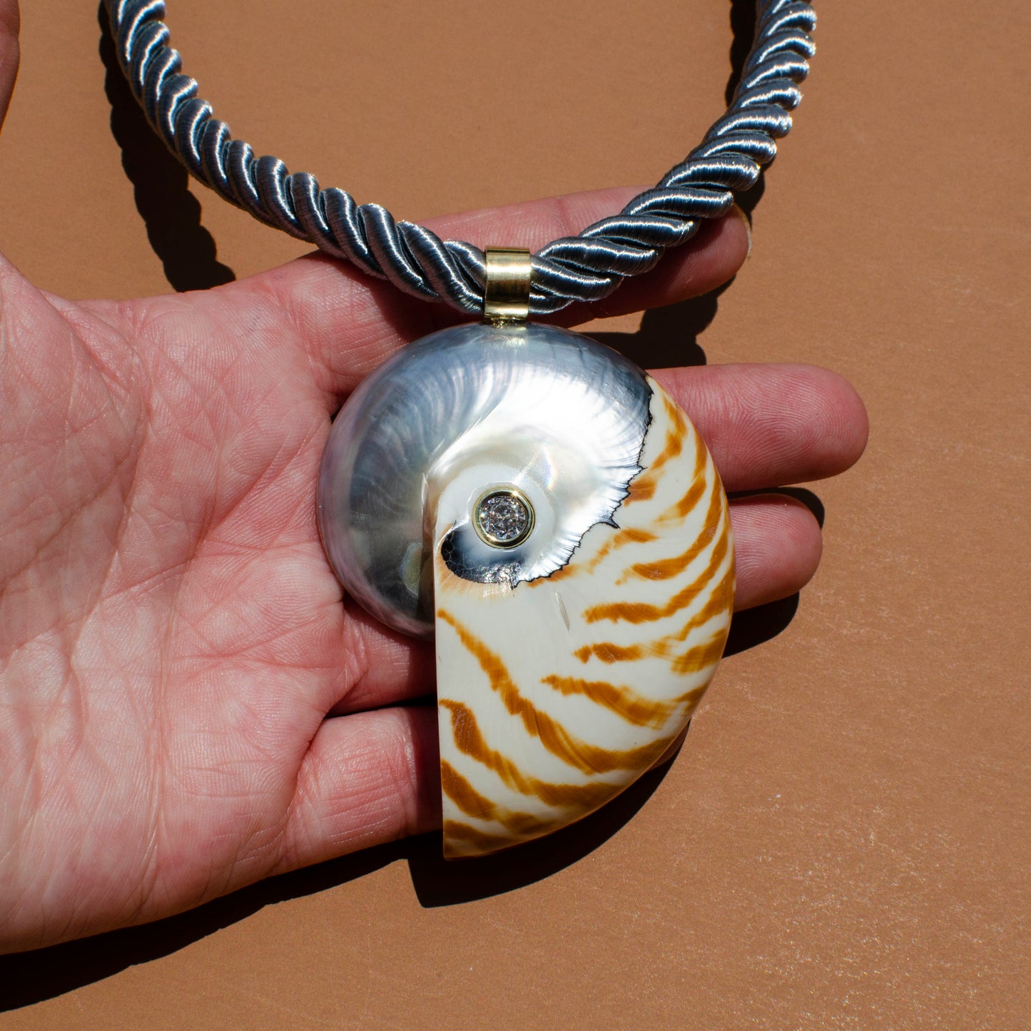 Large Sparkle Nautilus on Twisted Rope