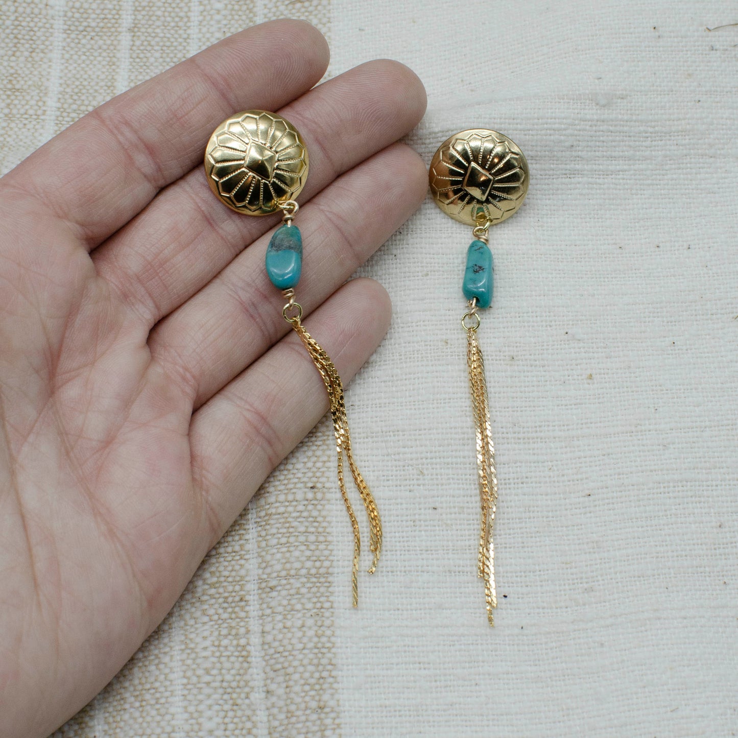 Golden Concho & Turquoise Drops