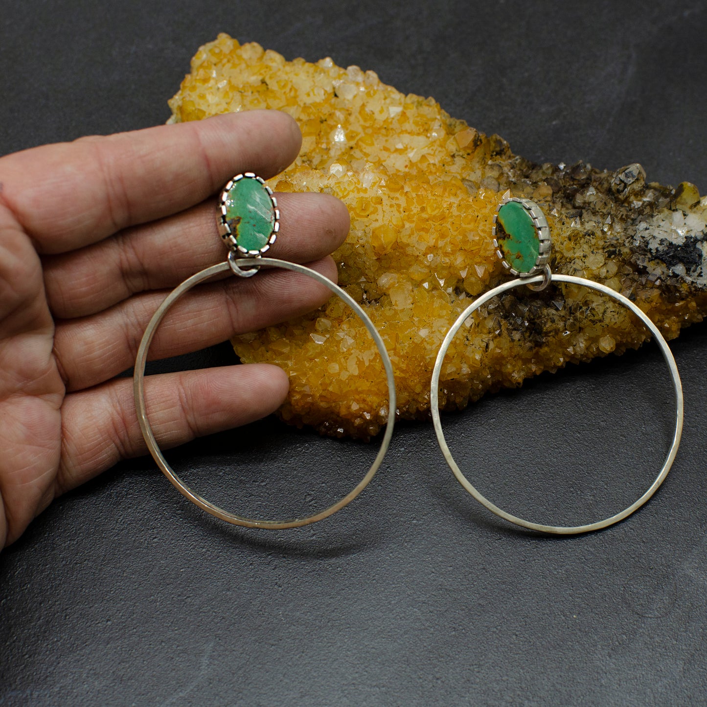 Green Turquoise Hoops