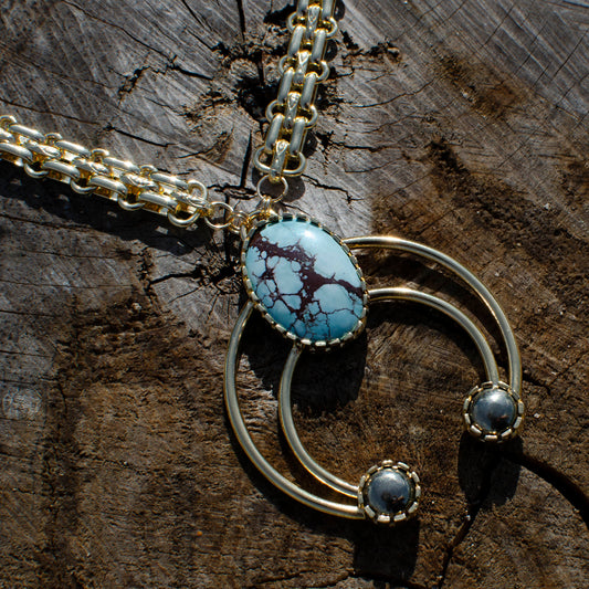 Small Cosmic Sparkle Squash with Turquoise and Pyrite