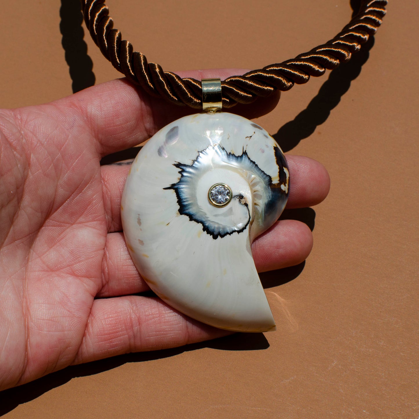 Large Sparkle Nautilus on Twisted Rope