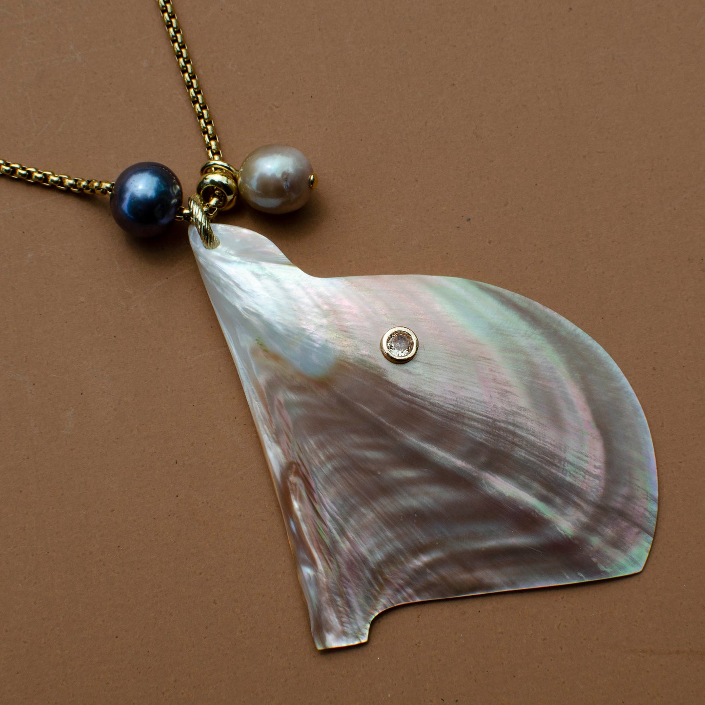 Winged Mother of Pearl Long Necklace