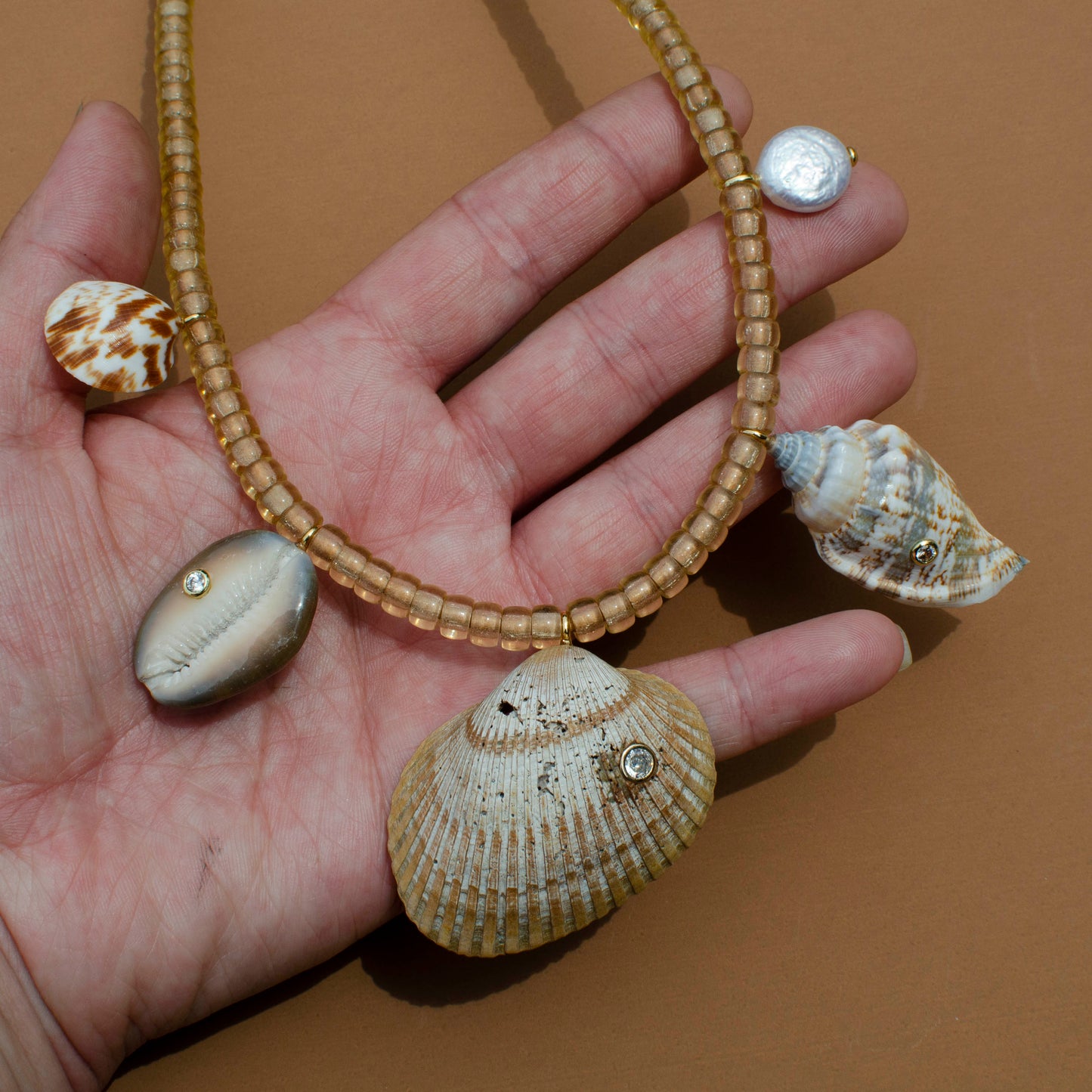 Tan Shell Charm Necklace